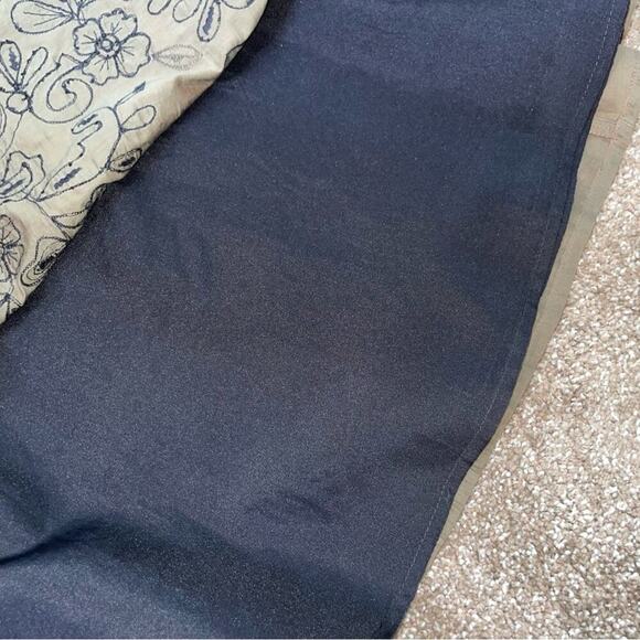 Chico's midi skirt linen silk cotton blend brown embroidered pleated lined SZ 3 - Picture 9 of 11